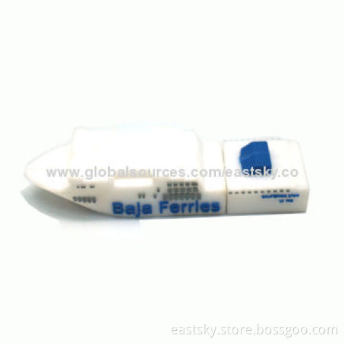 Custom Ship-shaped USB flash drive, made of soft PVC material, OEM orders welcomed